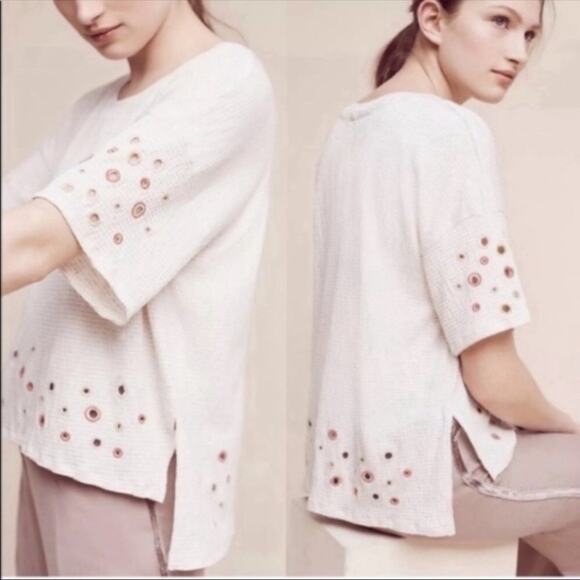 Anthropologie Postmark Catina Circle Cutout Hi-Lo Top Women’s Size Small - Picture 7 of 7